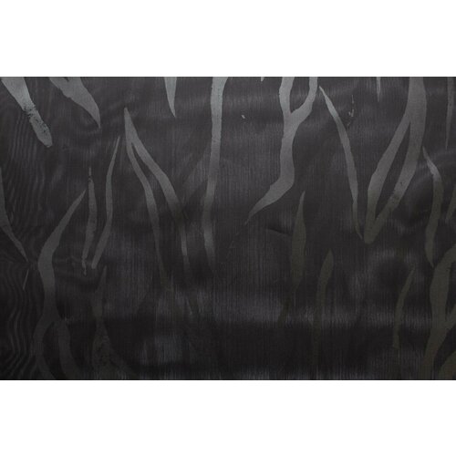 Ткань Органза шёлковая чёрно-графитовая с глянцевыми «листьями», ш136см, 0,5 м