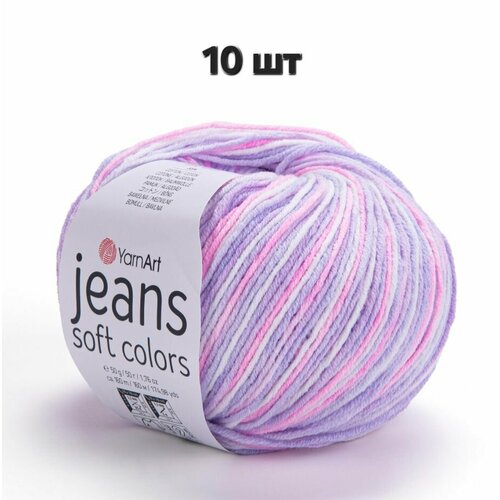 Пряжа YarnArt Jeans Soft Colors Розово-белый (6205) 10 мотков 50 г/160 м (45% акрил, 55% хлопок) Ярнарт джинс софт