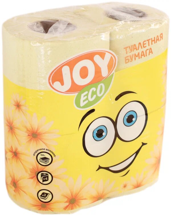 Туалетная бумага JOY Eco желтая двухслойная 4 рул.