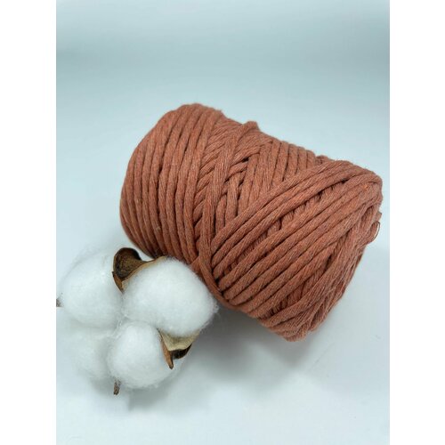Шнур для макраме и рукоделия Dolly 80% хлопок 50 м/ 3 мм/ морковный