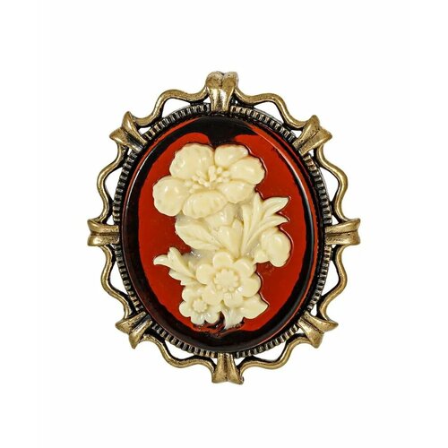 Брошь AMBER Land, янтарь прессованный, желтый