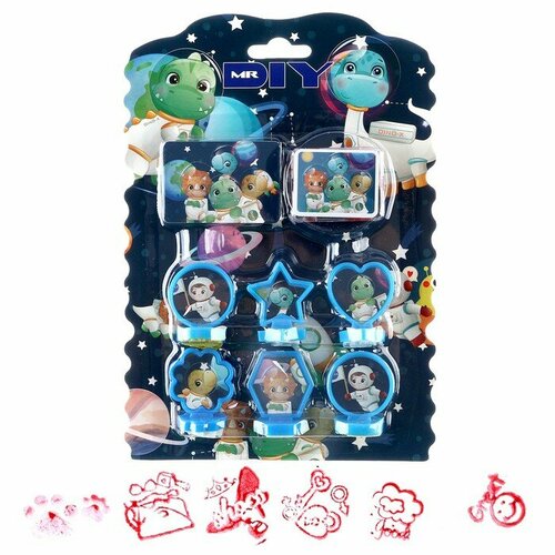 Печать цветная Динозавры набор 6 шт штемпельная подушка 328₽