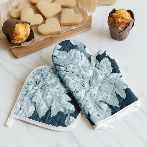 Комплект кухонный рогожка (прихватка 18х18, прихватка-рукавица 18х28) 