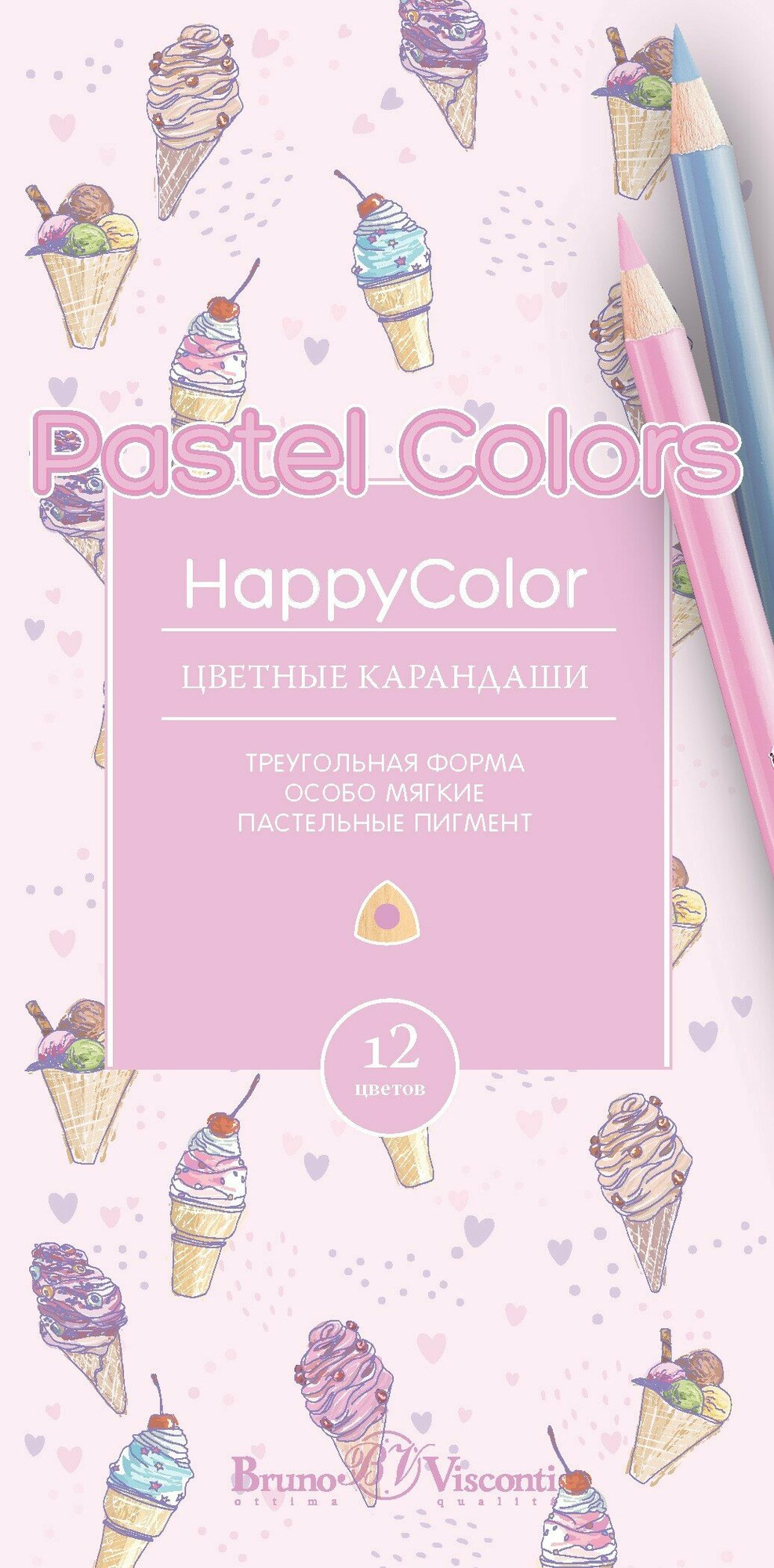 Карандаши цветные HappyColor, 12 пастельных цветов, в ассортименте Bruno Visconti - фото №12