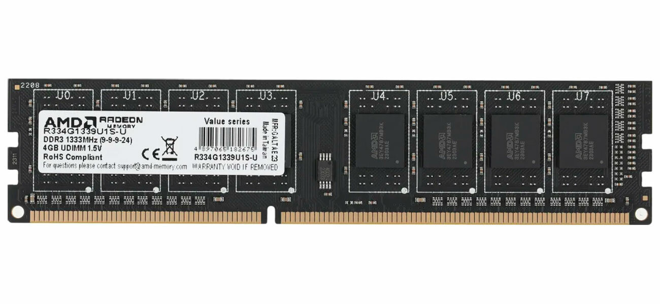 Модуль памяти DDR3 4GB AMD PC3-10600 1333MHz CL9 1.5V RTL - фото №18