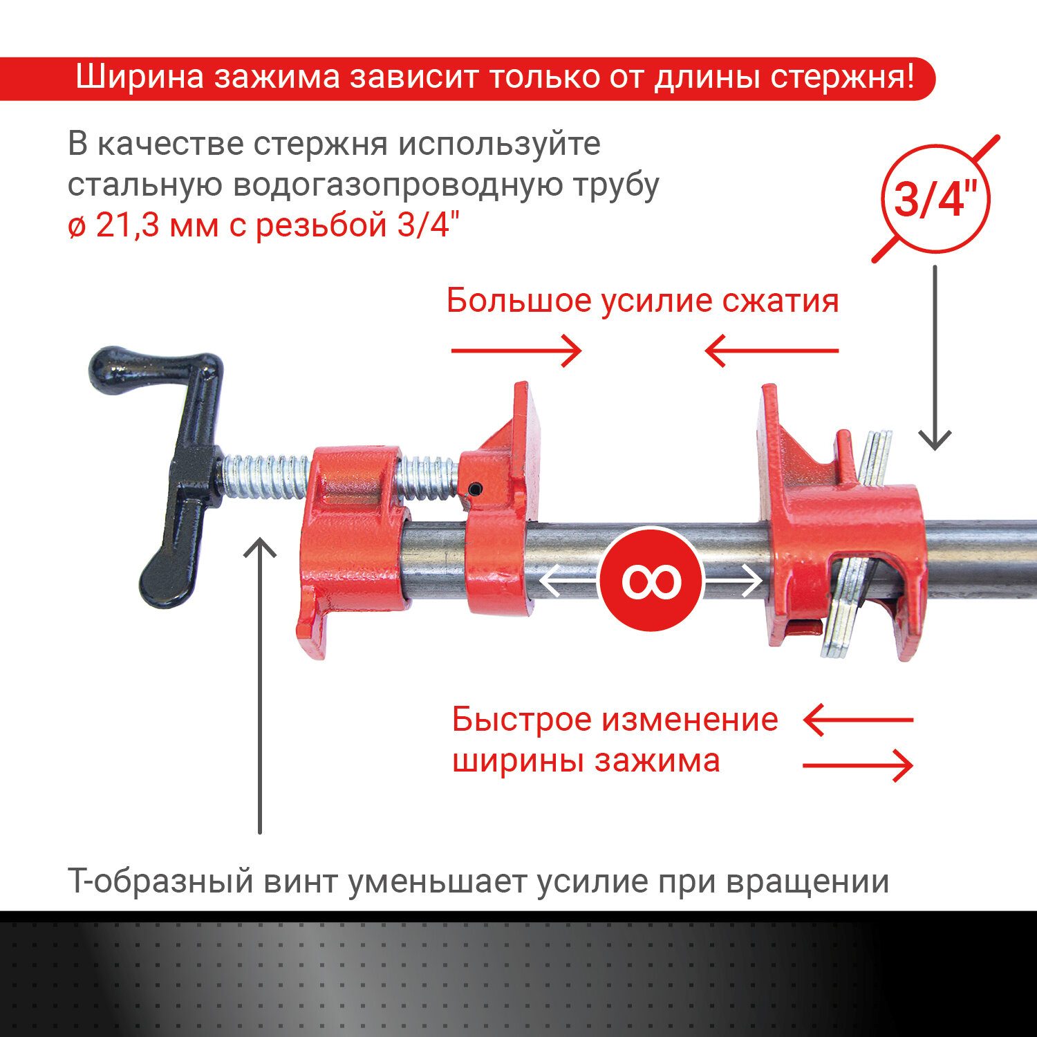 Струбцина трубная 3/4" VIRA