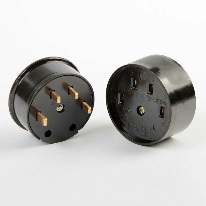 Разъем силовой карболит РШ-ВШ 32А 380В 3Р+РЕ о/у черный UNIVersal