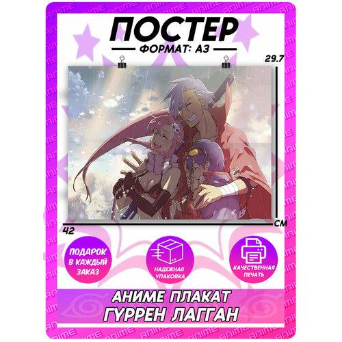 Аниме плакат Гуррен Лагган на стену 395₽
