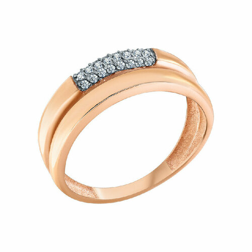 Кольцо АЛЕКСИ, красное золото, 585 проба, фианит, размер 18.5, золотой, красный