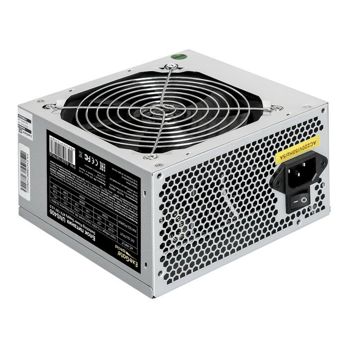 EXEGATE Блок питания ES261567RUS-PC Блок питания 400W UNS400 ATX, PC, 12cm fan, 24pin, 4pin, 3xSATA, 2xIDE, кабель 220V в комплекте