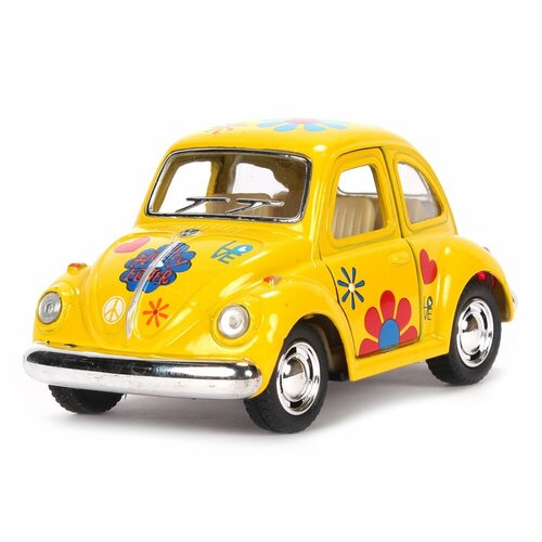 Модель машины Kinsmart Volkswagen Classical Beetle 1967, инерционная, металл, желтая (KT4026FD)