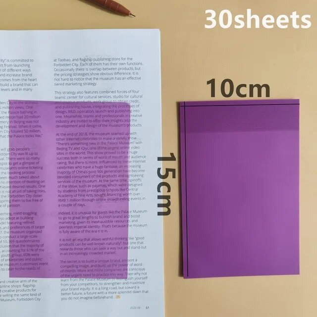 Стикеры водостойкие прозрачные 150 х 100 мм / цвет - фиолетовый , 1 шт (30 листов)