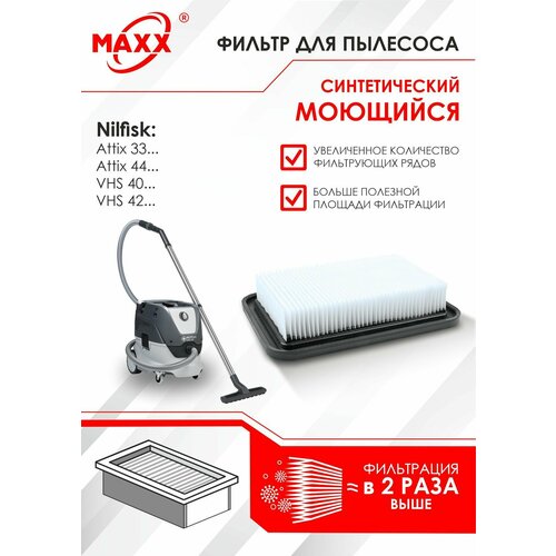 Фильтр синтетический моющийся для пылесосов Nilfisk Attix 33 44 33 M-H 44 M-H Nilfisk VHS 42 M-H 40 107413540 4125₽