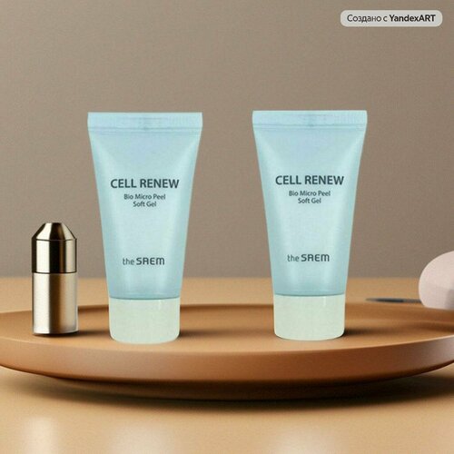 The Saem Гель-скатка отшелушивающий Cell Renew Bio Micro Peel Soft Gel, 25 мл, 2 шт био гель скатка для лица cell renew bio micro peel soft gel пилинг 120мл