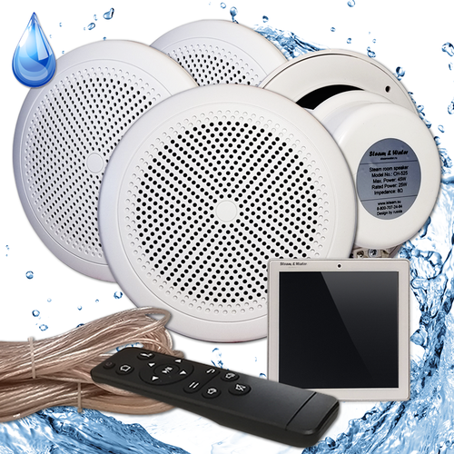 Комплект влагостойкой акустической системы для бани, сауны и хамама Steam&waterSW4 White SENSOR