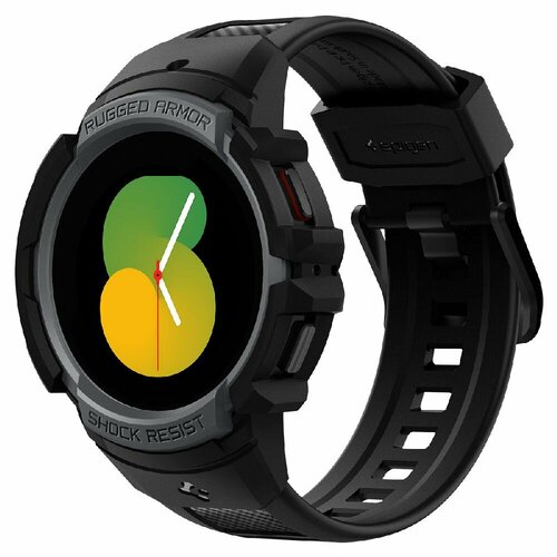 фото Чехол с ремешком spigen на samsung galaxy watch 5/4 (44 mm) (acs03164) rugged armor pro / спиген для галакси вотч противоударный, темно-серый