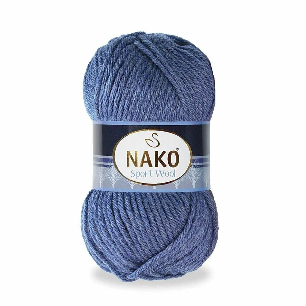 Пряжа Sport wool Nako, тем. джинс - 23162, 25% шерсть, 75% премиум акрил, 5 мотков, 100 г, 120 м.