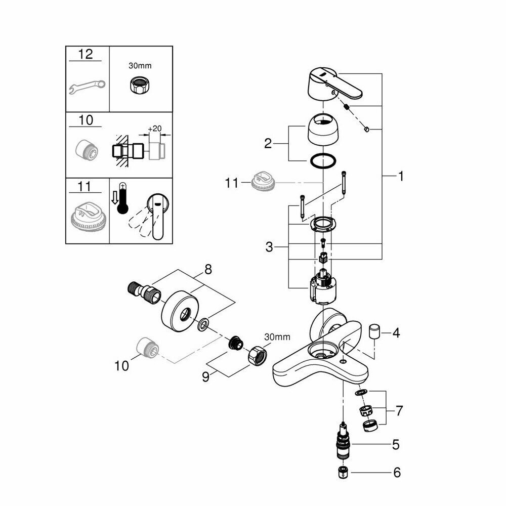 Смеситель GROHE Get для ванны однорычажный короткий излив - фото №13