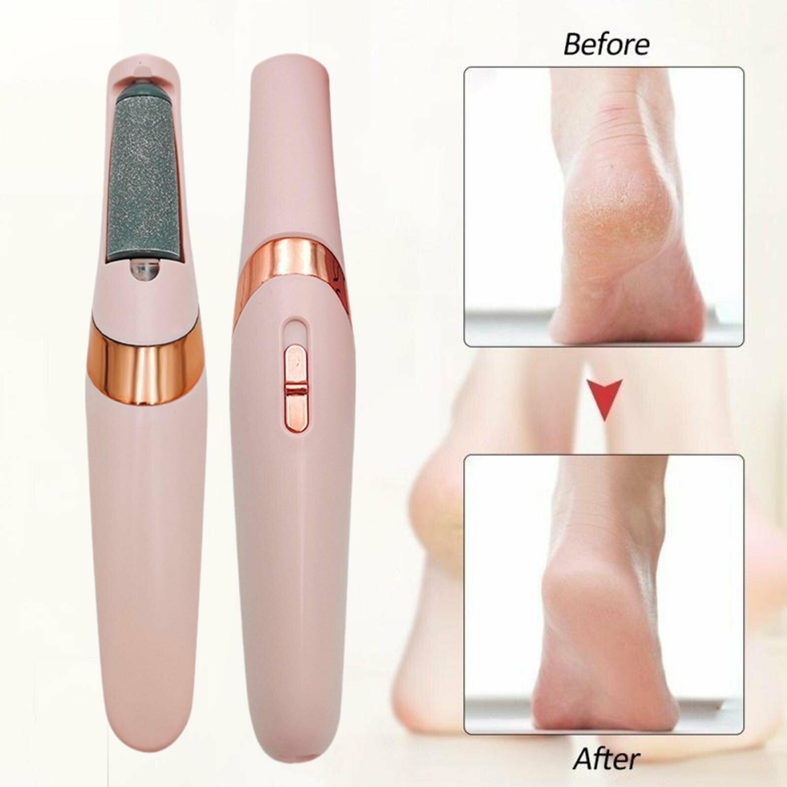 Электрическая пилка для пяток Pedicure Tool с подсветкой, беспроводная роликовая пилка для пяток, электрическая пемза для пяток, электропилка терка