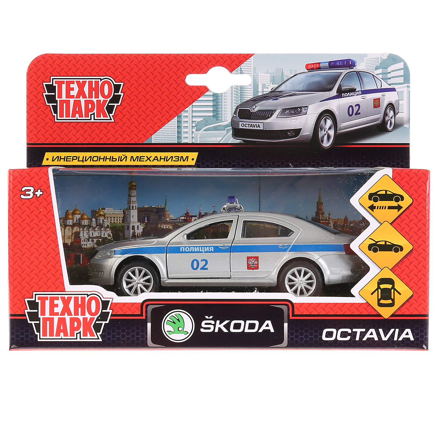 Модель машины Технопарк Skoda Octavia, Полиция, инерционная OCTAVIA-P