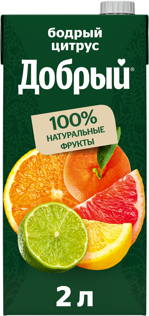 Нектар добрый Бодрый цитрус Апельсин, грейпфрут, мандарин, лимон, лайм, 2л
