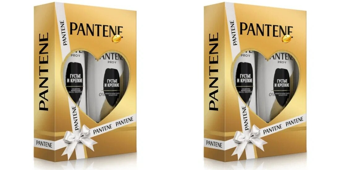 Подарочный набор Pantene, Густые и Крепкие, Шампунь и Бальзам для волос, 2 упаковки