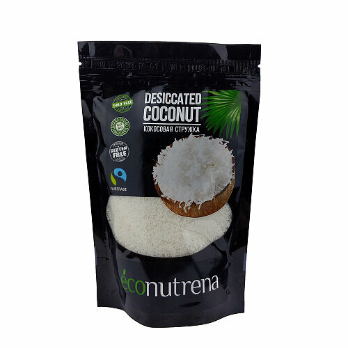 Econutrena, Стружка Кокосовая органическая низкой жирности, 2 штуки