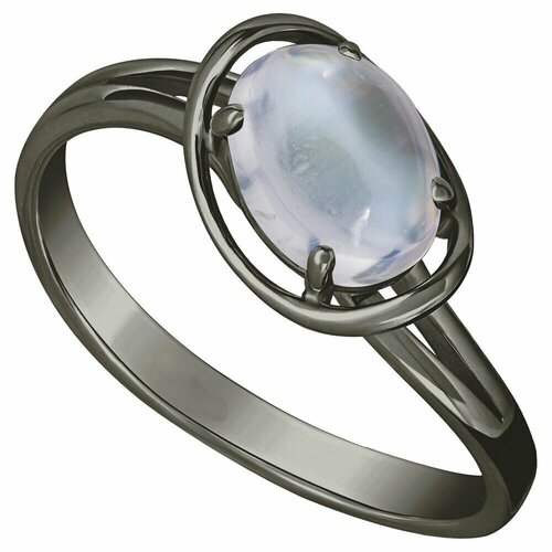 Кольцо Lazurit Online, серебро, 925 проба, родирование, лунный камень, размер 17.5