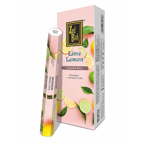 LIME LEMON Premium Incense Sticks, Zed Black (лайм лимон премиум благовония палочки, Зед Блэк), уп. 20 палочек.