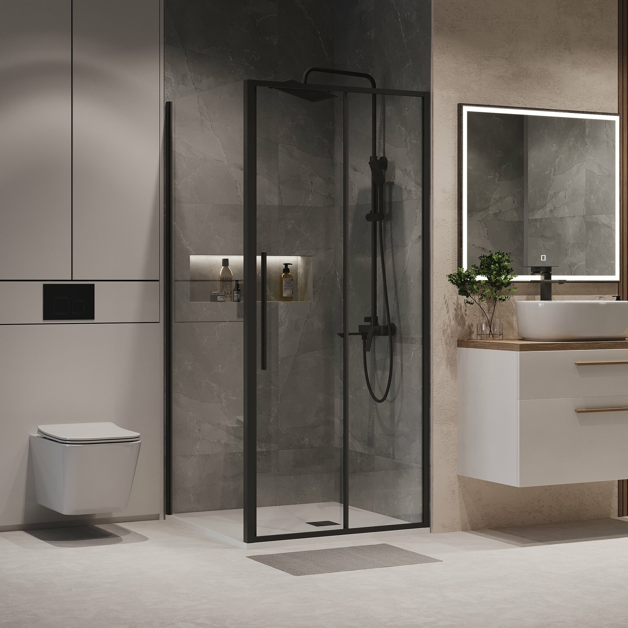 фото Душевой уголок Niagara Nova 100x80 NG-84-10AB-A80B-34 стекло прозрачное, профиль черный матовый, без поддона
