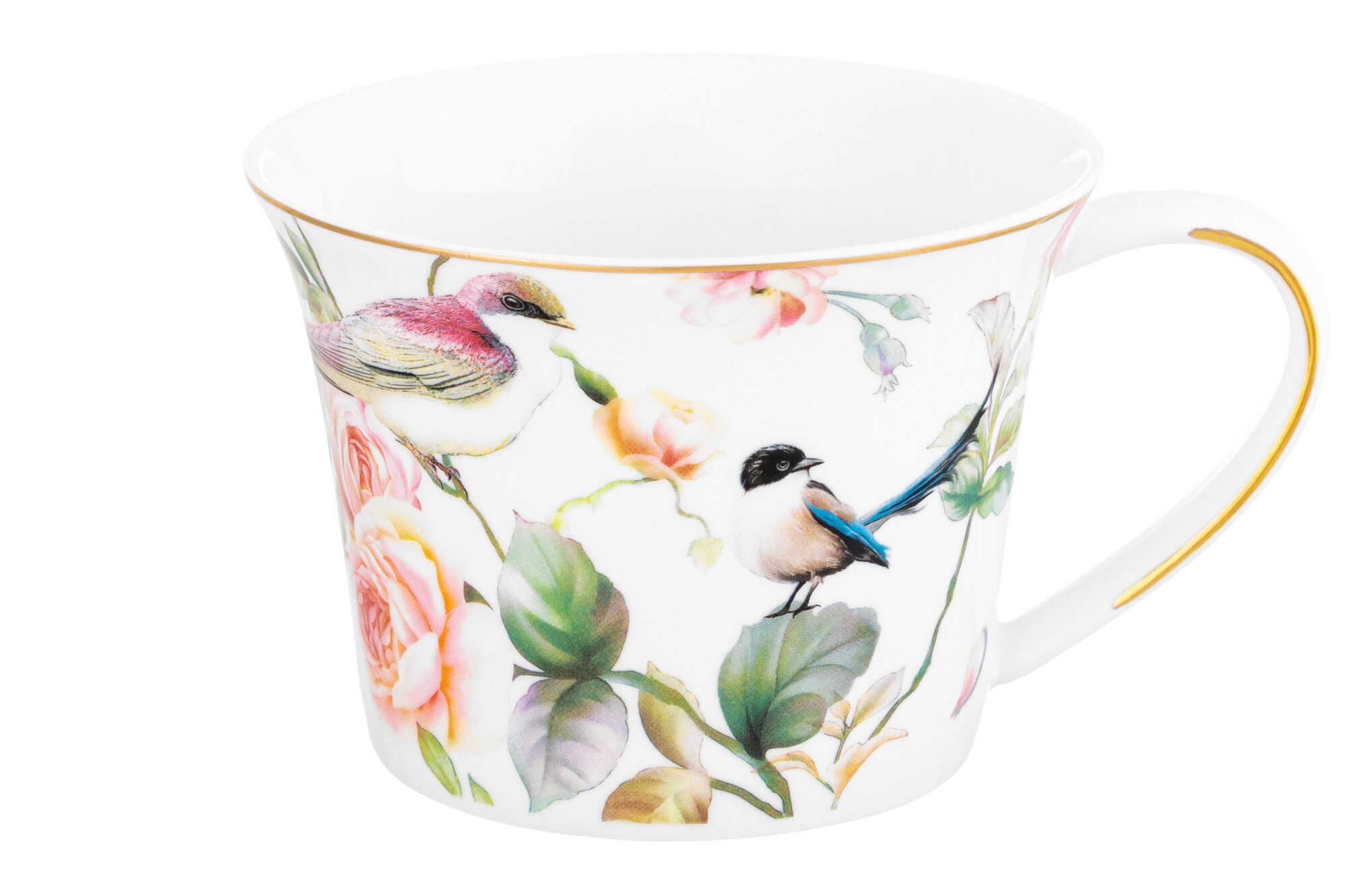 Чайная пара / чашка с блюдцем / кружка для чая, кофе 2 предмета 270 мл Elan Gallery Певчие птички