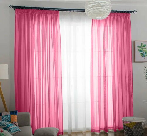 Тюлевые шторы цвет розовый - 2 шторы цветных ( выс 230 см х шир 250 см ) и 1 белый тюль ( выс 230 см х шир 500 см) цвет арт - Т-З-1