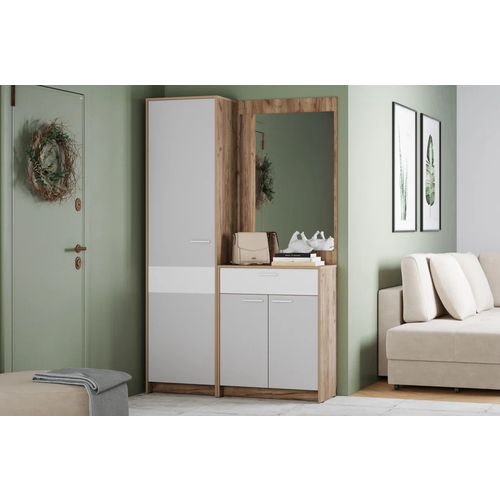 Прихожая Сильва Нортон комплектация 3 НМ 01376НМ 01312НМ 01339 Серый камень белый фасадный дуб крафт табачный 22697₽