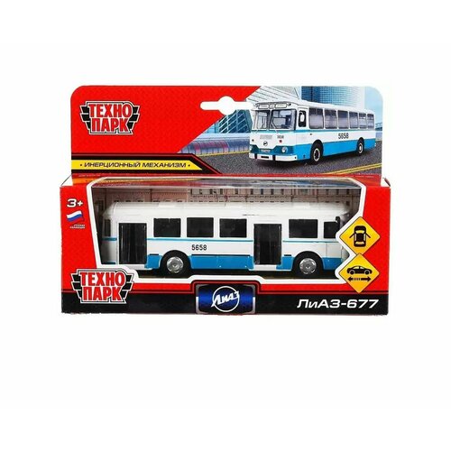 Машинка игрушечная Технопарк - SB-16-57-BL-WB автобус Лиаз-677, 15 см, инерция, 1шт модель поезд экспресс 16 см синий металл инерция технопарк sb 18 15wb 1