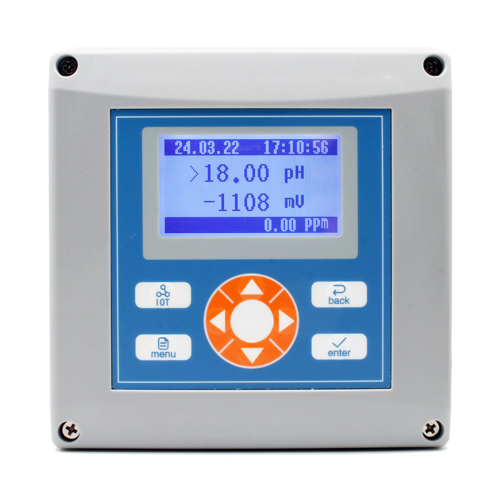 APX2-PD-A Двухканальный контроллер pH/ОВП (0-14pH, 2000мВ, 4-20мА, RS485, питание 100-240В, 50Гц) в комплекте с ASP101E-T1-YS pH датчик керамика (0-14pH, 0-100C, PT1000, PG13.5, кабель 10м)