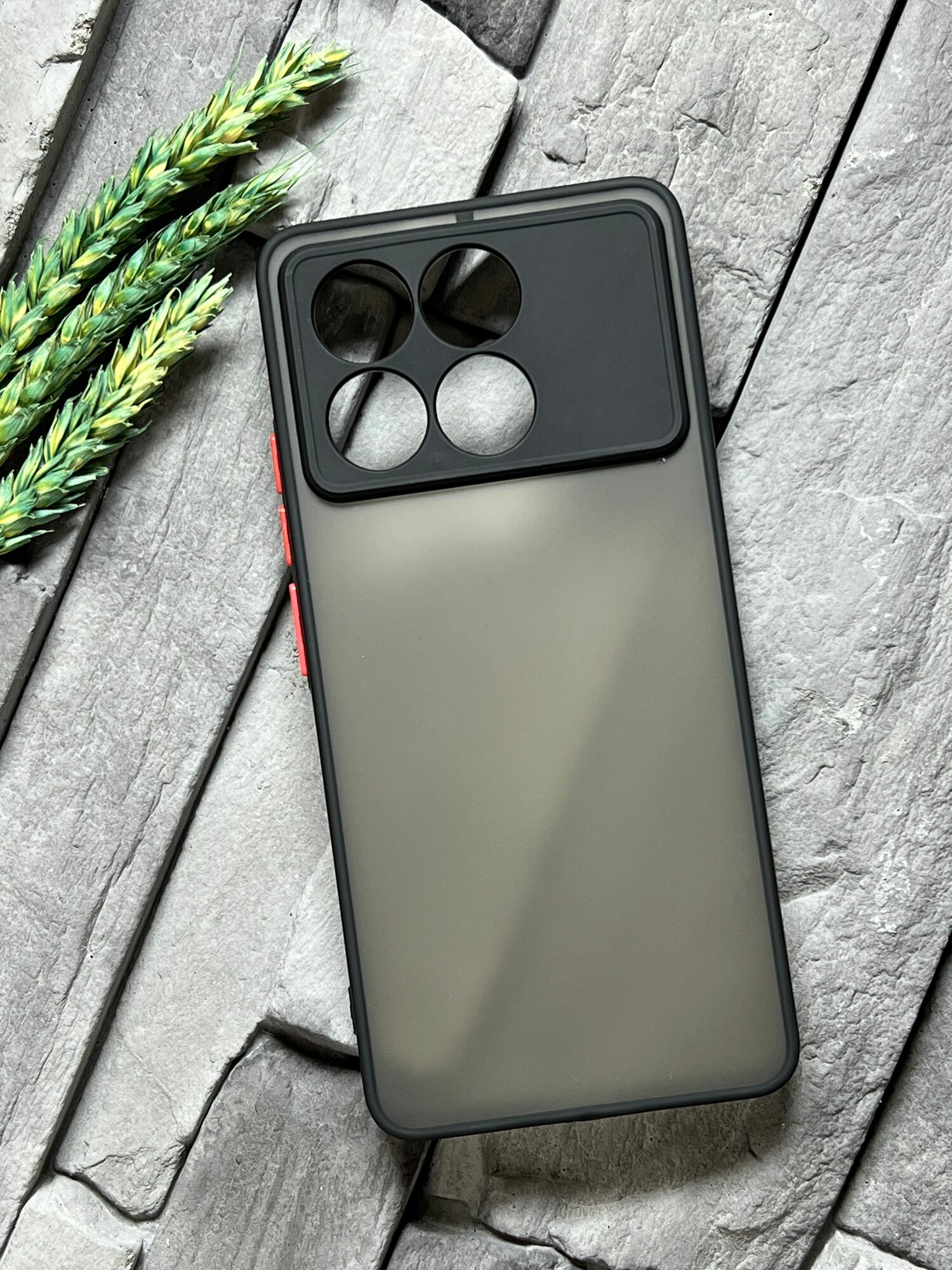 Чехол противоударный для Xiaomi Poco X6 Pro (5G) / Поко Х6 Про 5 джи матовый, с защитой камеры Poco X6 Pro 5G , черный