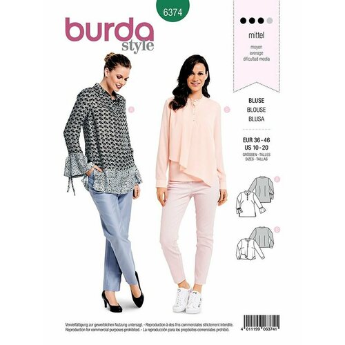 Выкройка Burda 6374 Блузка выкройка burda 6579 блузка