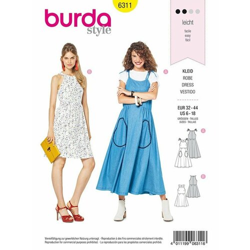 Выкройка Burda 6311 Платье, сарафан выкройка burda 6536 платье сарафан