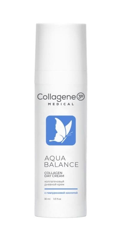 Medical Collagene 3D Aqua Balance - Медикал Коллаген крем дневной коллагеновый с гиалуроновой кислотой, 30 мл -
