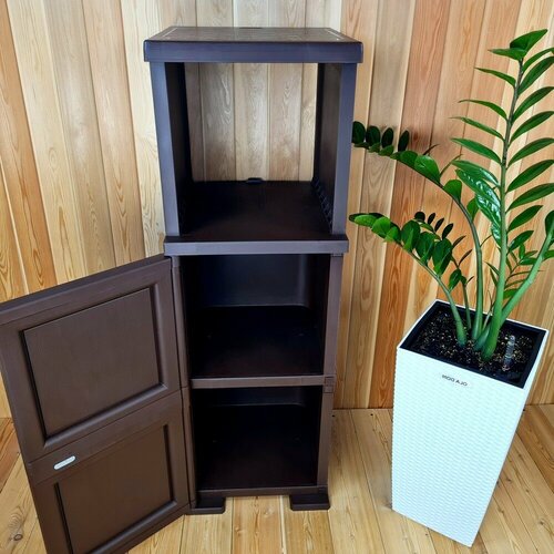 Тумба УЮТ пластиковая усиленная 405х42х1225 h 3 этажа левая дверца Цвет Коричневый Арт Э-171-Д 9800₽