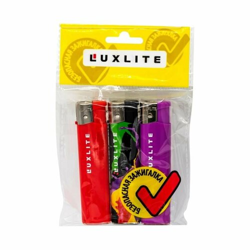 Зажигалка в блистере, Luxlite, 3 шт. батарейки luxlite shock аа 4 штуки в блистере gold 7761