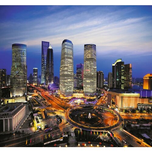 Фотообои Decocode флизелиновые 31-0189-WB Вечерний Шанхай 2,8*3 мелкая вертикальная фактура