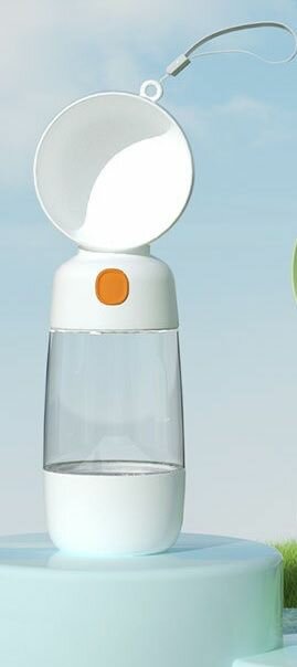 Изображение Прогулочная поилка 2в1 Дорожный поильник 400мл. с миской для корма 182 мл. зеленая