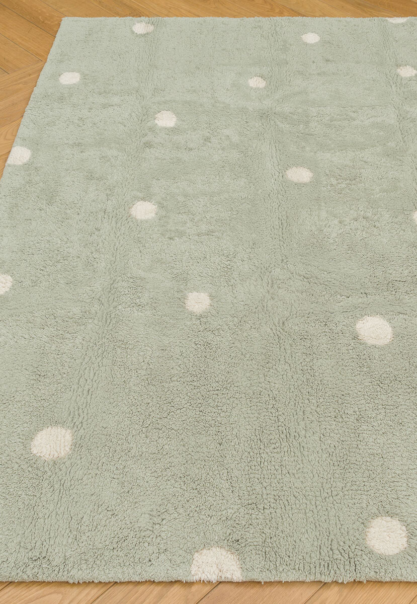 фото Ковер на пол 1 на 1,5 м в спальню, гостиную, детскую, для ванной, зелёный Lorena Canals Cotton Dot Blue Sage
