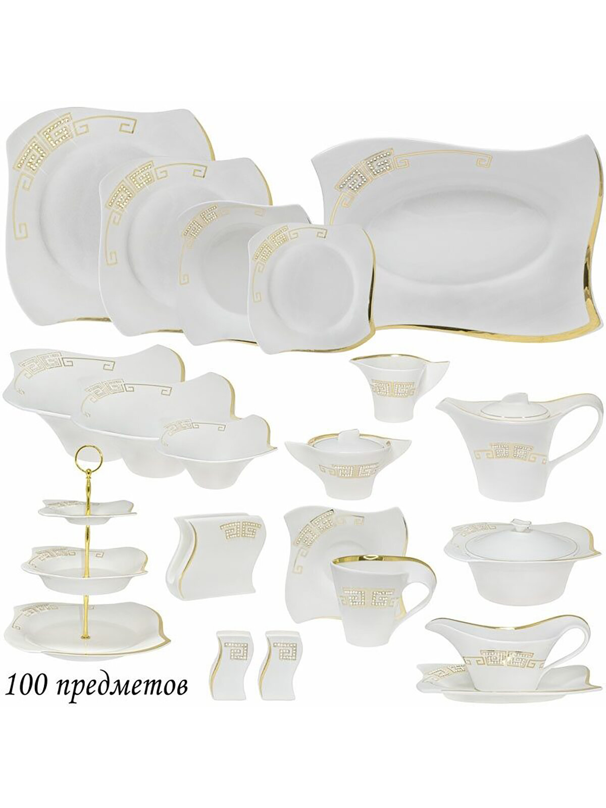 Чайно-столовый сервиз Lenardi Givenchi Gold, на 12 персон, из фарфора 100 предметов