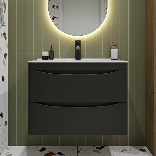 Тумба с раковиной Vivon Ostin 70 подвесная черная матовая