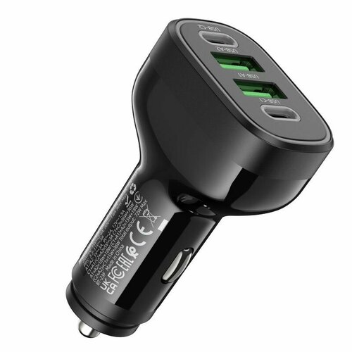 Автомобильное зарядное устройство hoco NZ11, 72W, 2x USB-C, 2x USB-A, чёрного цвета азу автомобильное зарядное устройство вход 8 36 выход 5v 2a usb разъём 5 5х2 50 5в 2а 5 вольт 2 ампера