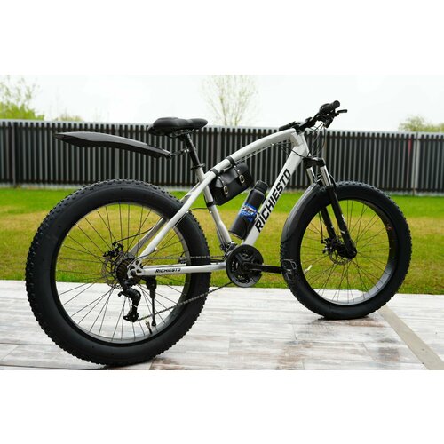 Велосипед горный Фэтбайк Fatbike Richiesto 26 На спицах Взрослый Подростковый Рама 21 серый 33100₽