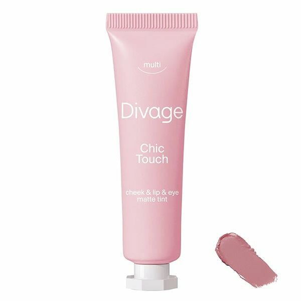 Тинт кремовый матовый для щек, губ и глаз Divage Chic Touch Matte 01 холодный розовый нюд, 10мл
