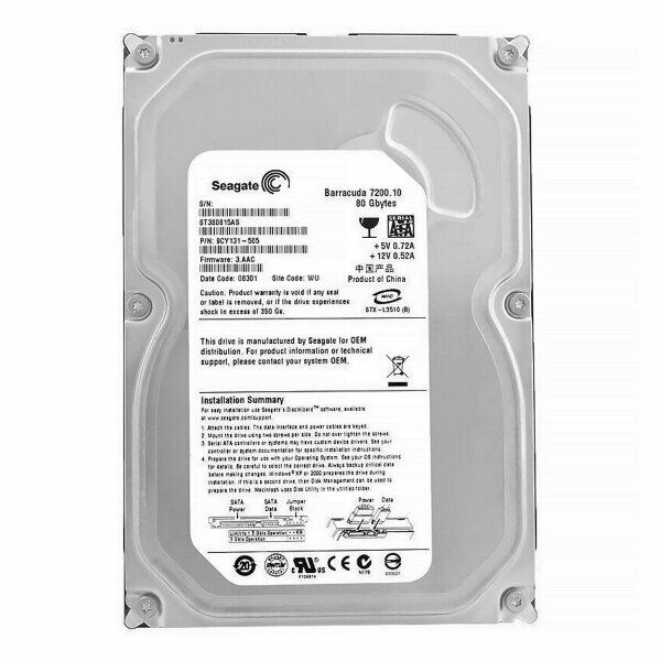 Жесткий диск Seagate ST380815AS 80Gb SATAII 3,5" HDD